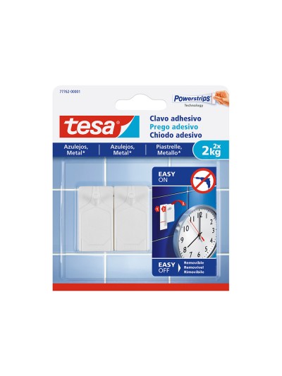 Clavo autoadhesivo tesa sujecion hasta 2 kg uso azulejos removible blister de 2 unidades