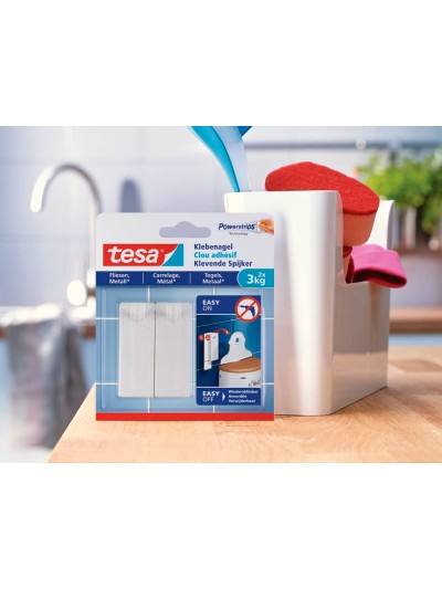 Clavo autoadhesivo tesa sujecion hasta 2 kg uso azulejos removible blister de 2 unidades