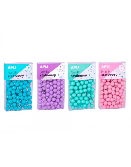 Aguja señalizadora apli redonda nordik 9 x 20 mm color pastel surtidos caja de 100 unidades