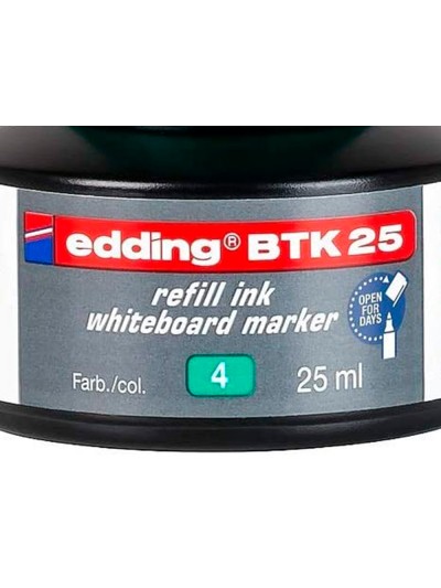 Tinta rotulador edding pizarra blanca btk-25 color verde bote 25 ml