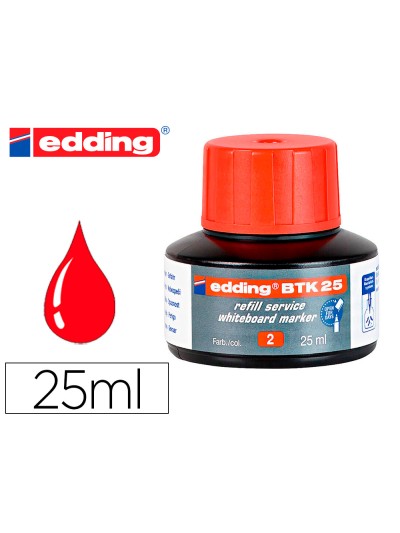 Tinta rotulador edding pizarra blanca btk-25 color rojo bote 25 ml