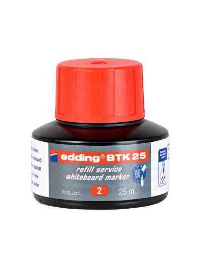 Tinta rotulador edding pizarra blanca btk-25 color rojo bote 25 ml