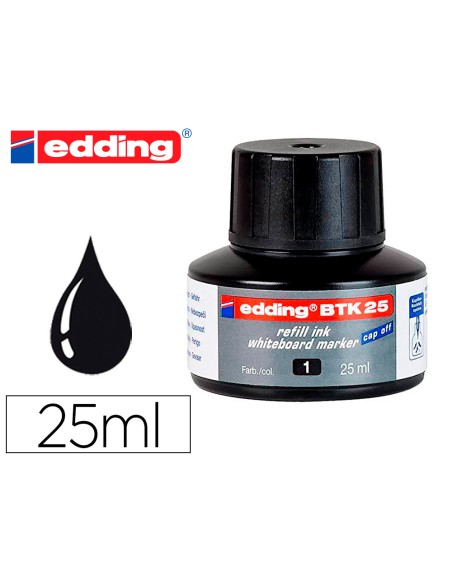 Tinta rotulador edding pizarra blanca btk-25 color negro bote 25 ml