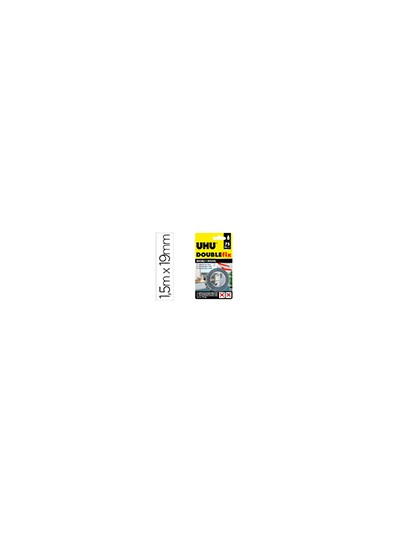 Cinta adhesiva uhu doublefix invisible doble cara extra fuerte 1,5 mt x 19 mm