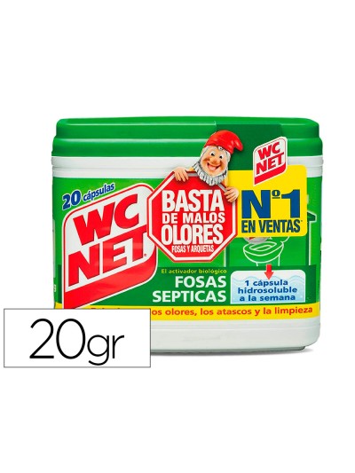 Elimina olores wc net fosas septicas capsula de 18 gr caja de 20 unidades