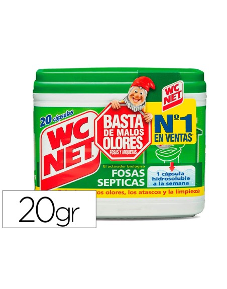 Elimina olores wc net fosas septicas capsula de 18 gr caja de 20 unidades