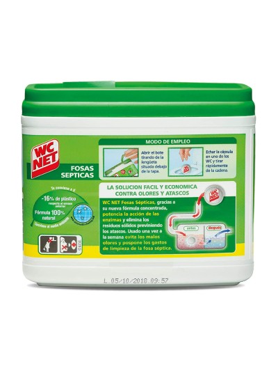 Elimina olores wc net fosas septicas capsula de 18 gr caja de 20 unidades