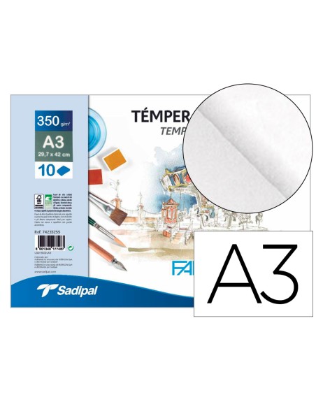 Bloc dibujo acuarela sadipal fabriano espiral din a3 10 hojas 350 g/m2 grano suave