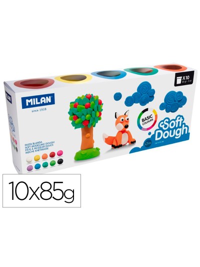 Pasta milan para modelar soft dough basic 85 g caja de 10 botes colores surtidos