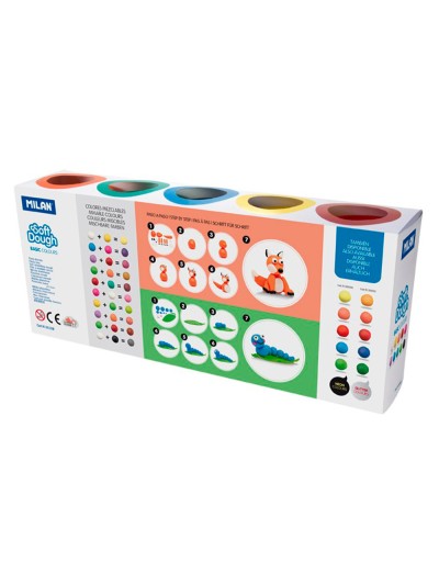 Pasta milan para modelar soft dough basic 85 g caja de 10 botes colores surtidos
