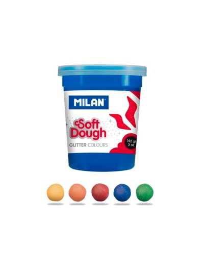 Pasta milan para modelar soft dough glitter caja de 5 botes colores surtidos 142 g