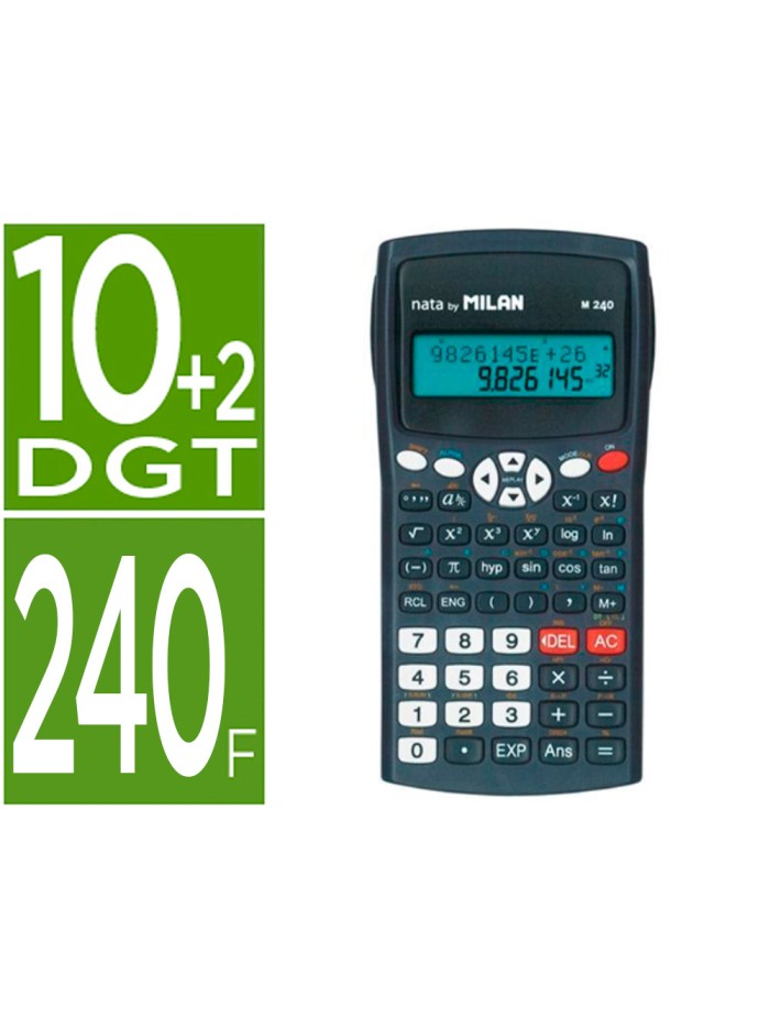 Calculadora milan cientifica m240 black 2 lineas 240 funciones 10+2 digitos color negra con tapa color gris Calculadora milan cientifica m240 black 2 lineas 240 funciones 10+2 digitos color negra con tapa color gris