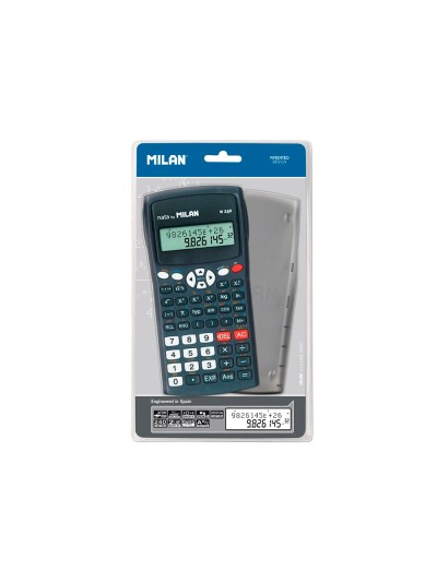 Calculadora milan cientifica m240 black 2 lineas 240 funciones 10+2 digitos color negra con tapa color gris