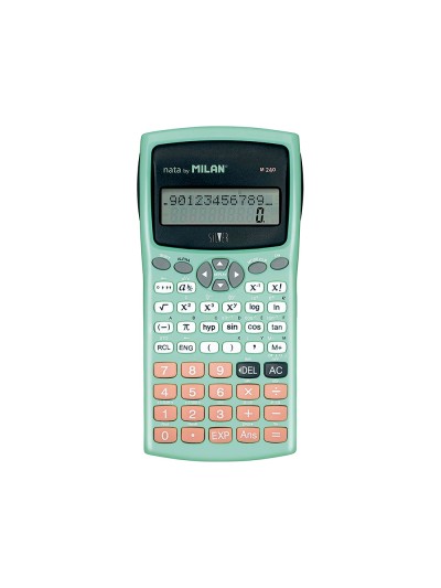 Calculadora milan cientifica m240 silver 2 lineas 240 funciones 10+2 digitos color verde turquesa con tapa color