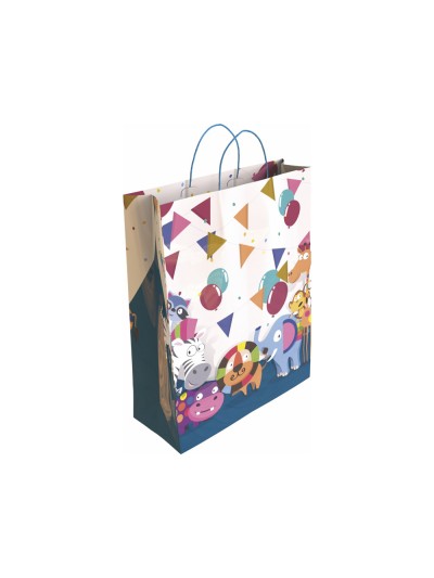 Bolsa para regalo basika papel estucado 160 gr todo año con asa retorcida tamaño l 32+14x40 cm