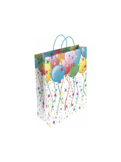 Bolsa para regalo basika papel estucado 160 gr todo año con asa retorcida tamaño l 32+14x40 cm