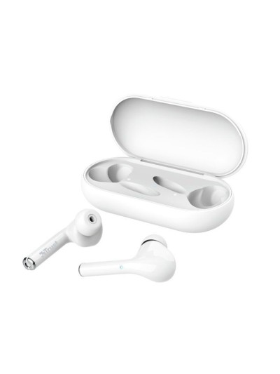 Auricular trust nika inalambrico bluetooth con estuche de carga color blanco