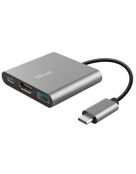 Adaptador trust dalyx 3 en 1 multipuerto usb-c / usb-a usb-c hdmi 2.0 color aluminio