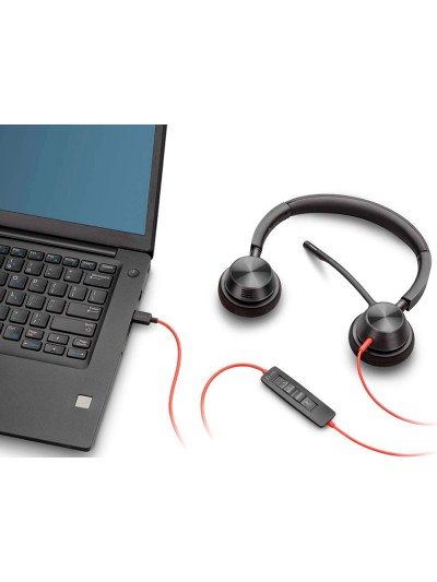 Auricular plantronics blackwire 3320 diadema cable usb-c/a con microfono cert. microsoft teams