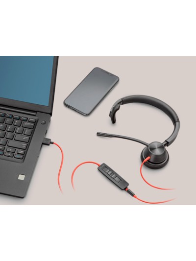 Auricular plantronics blackwire 3310 diadema cable usb-c/a monoaural con microfo no y cert. microsoft teams