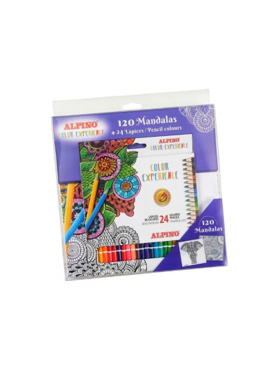 Set de dibujo alpino color experience 24 lapices de colores y libro de 120 mandalas