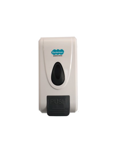 Dispensador para gel y jabon bacterisan para pared manual capacidad 800 ml color blanco 120x110x240 mm