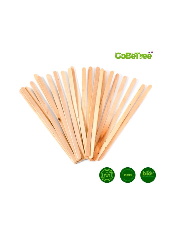 Paletina agitadora de madera 14 cm para el cafe con funda individual bolsa de 1000 unidades Paletina agitadora de madera 14 cm para el cafe con funda individual bolsa de 1000 unidades