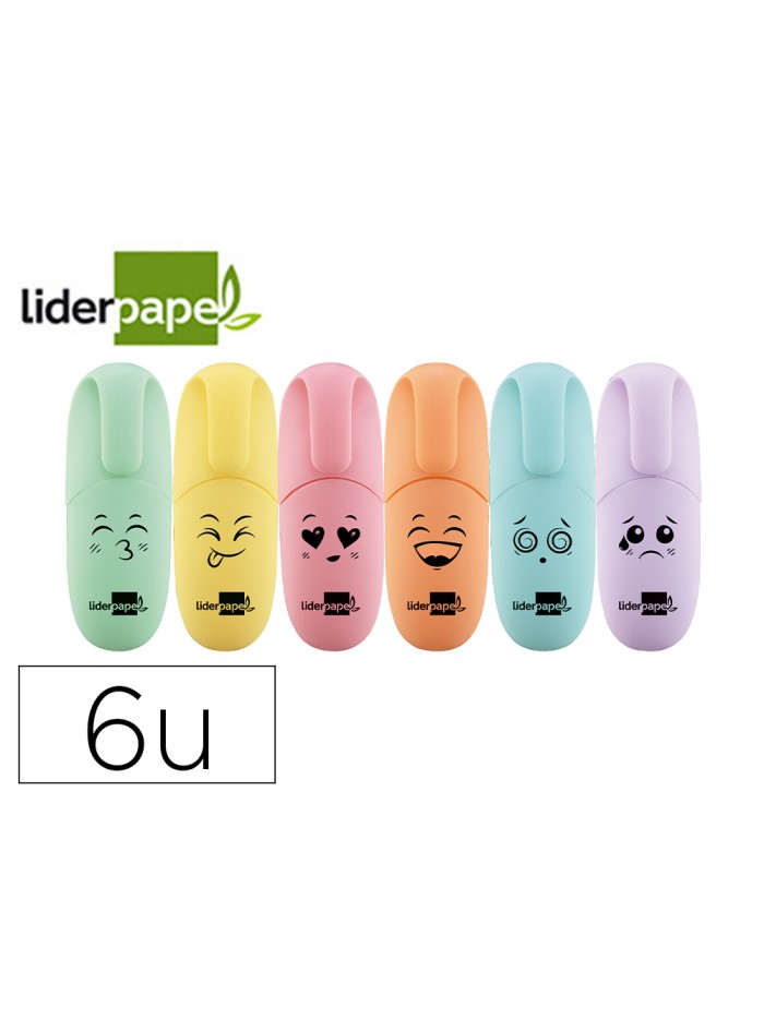 Rotulador liderpapel mini fluorescente pastel punta biselada estuche de 6 unidades colores surtidos Rotulador liderpapel mini fluorescente pastel punta biselada estuche de 6 unidades colores surtidos