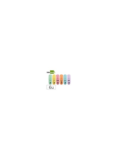 Rotulador liderpapel mini fluorescente pastel punta biselada estuche de 6 unidades colores surtidos