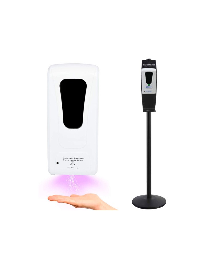 Dispensador para gel y jabon q-connect automatico sensor y soporte metalico 152 cm alto 13x11,5x27 cm 1000 ml blanco Dispensador para gel y jabon q-connect automatico sensor y soporte metalico 152 cm alto 13x11,5x27 cm 1000 ml blanco