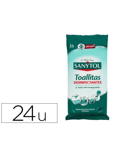 Toallita desinfectante sanytol biodegradable paquete de 30 unidades