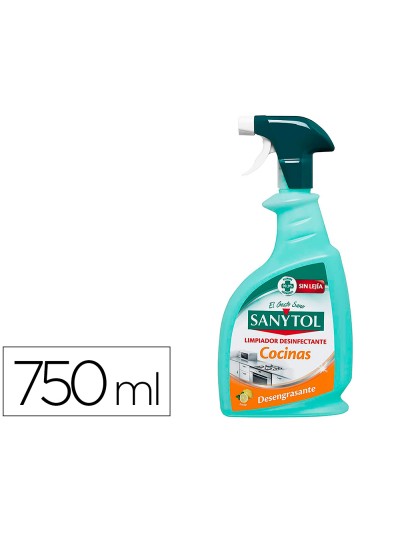 Limpiador desinfectante sanytol para cocinas con pistola pulverizadora bote de 750 ml