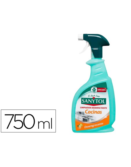 Limpiador desinfectante sanytol para cocinas con pistola pulverizadora bote de 750 ml