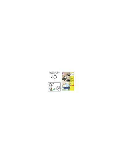 Etiqueta adhesiva avery blanca brillante laser 210x297 mm caja de 40 unidades