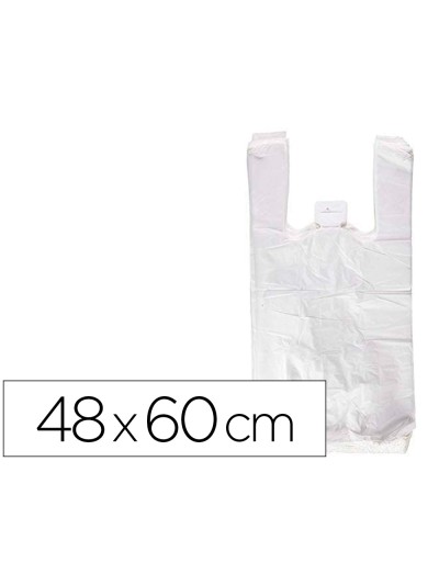 Bolsa camiseta reciclada 70% blanca 50 mc 48x60 cm apta legislacion de bolsas 2021