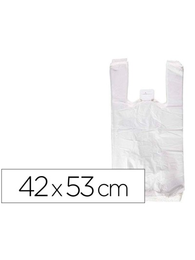 Bolsa camiseta reciclada 70% blanca 50 mc 42x53 cm apta legislacion de bolsas 2021