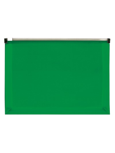 Carpeta dossier liderpapel a4 cierre de cremallera verde translucido