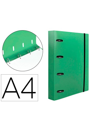 Carpeta con recambio liderpapel a4 cuadro 5mm 100 hojas 80g polipropileno 4 anillas 40mm verde manzana