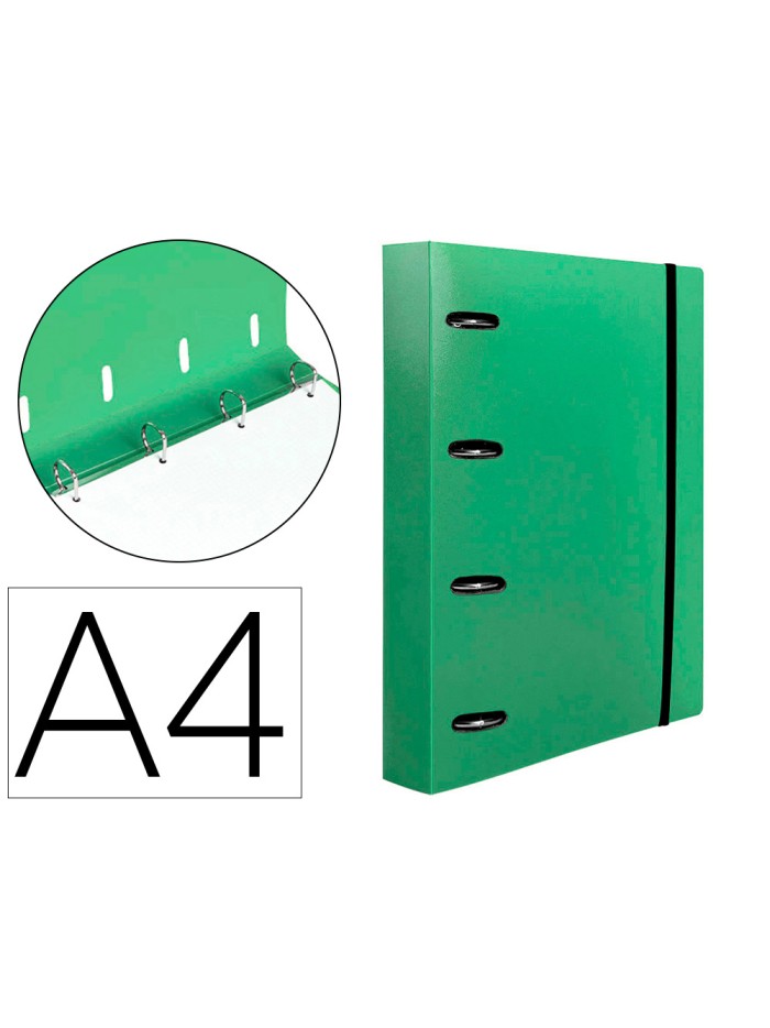 Carpeta con recambio liderpapel a4 cuadro 5mm 100 hojas 80g polipropileno 4 anillas 40mm verde manzana Carpeta con recambio liderpapel a4 cuadro 5mm 100 hojas 80g polipropileno 4 anillas 40mm verde manzana