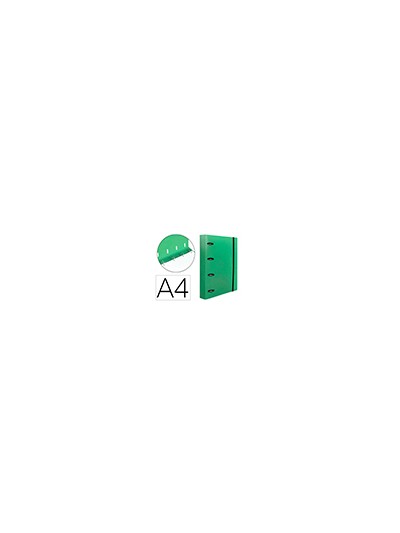 Carpeta con recambio liderpapel a4 cuadro 5mm 100 hojas 80g polipropileno 4 anillas 40mm verde manzana