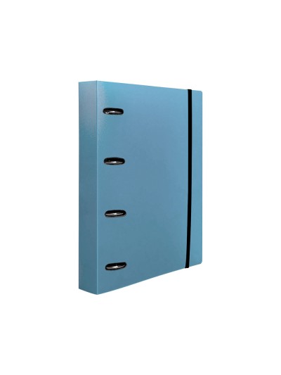 Carpeta con recambio liderpapel a4 cuadro 5mm 100 hojas 80g polipropileno 4 anillas 40mm celeste opaco