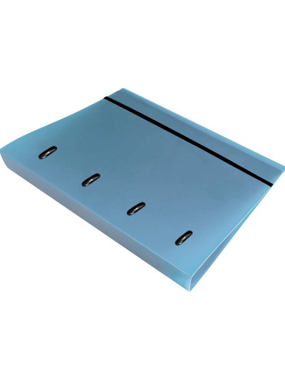 Carpeta con recambio liderpapel a4 cuadro 5mm 100 hojas 80g polipropileno 4 anillas 40mm celeste opaco