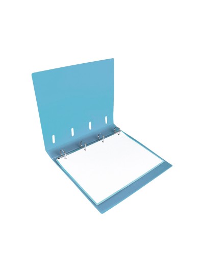 Carpeta con recambio liderpapel a4 cuadro 5mm 100 hojas 80g polipropileno 4 anillas 40mm celeste opaco