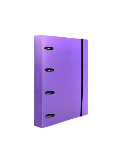 Carpeta con recambio liderpapel a4 cuadro 5mm 100 hojas 80g polipropileno 4 anillas 40mm lavanda opaco