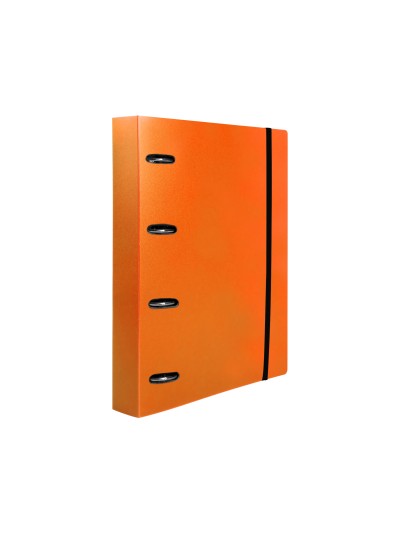 Carpeta con recambio liderpapel a4 cuadro 5mm 100 hojas 80g polipropileno 4 anillas 40mm naranja fluor