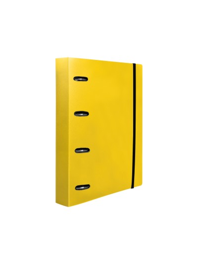 Carpeta con recambio liderpapel a4 cuadro 5mm 100 hojas 80g polipropileno 4 anillas 40mm amarillo fluor