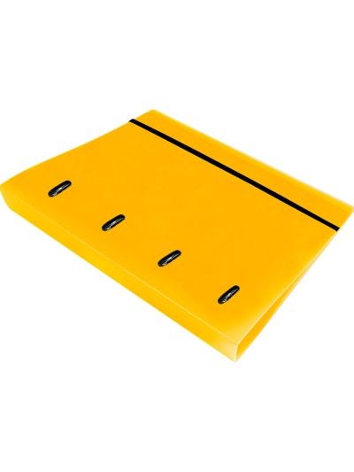 Carpeta con recambio liderpapel a4 cuadro 5mm 100 hojas 80g polipropileno 4 anillas 40mm amarillo fluor