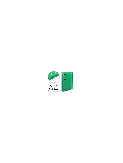 Carpeta con recambio liderpapel a4 cuadro 5mm 100 hojas 80g polipropileno 4 anillas 40mm verde translucido