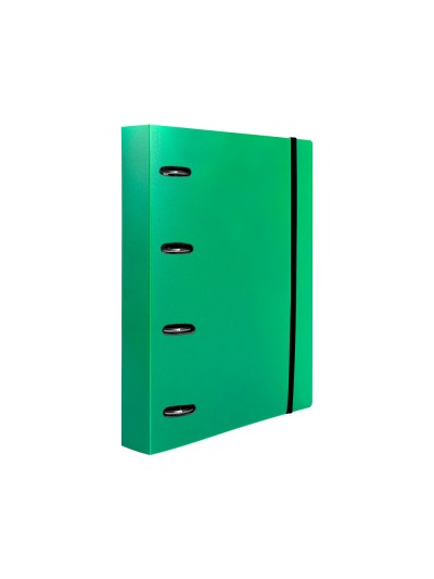 Carpeta con recambio liderpapel a4 cuadro 5mm 100 hojas 80g polipropileno 4 anillas 40mm verde translucido