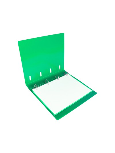 Carpeta con recambio liderpapel a4 cuadro 5mm 100 hojas 80g polipropileno 4 anillas 40mm verde translucido